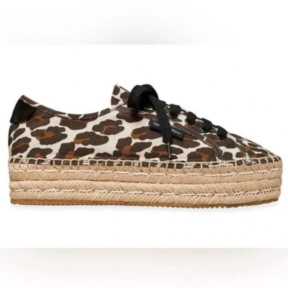 Tory Burch Black and Brown Espadrille Sneakers